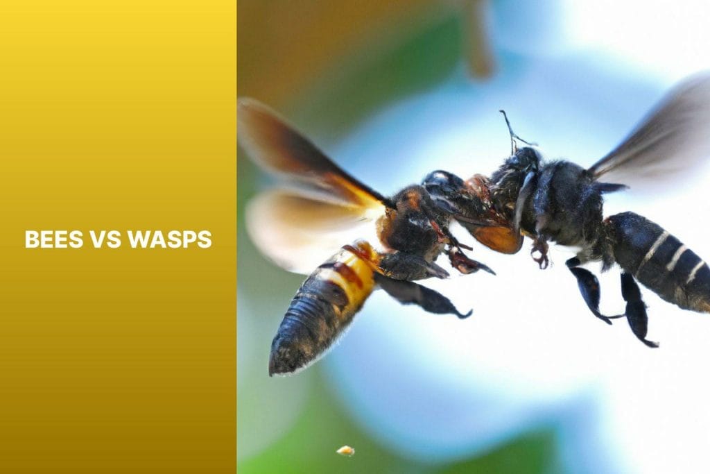 Fight between bees and wasps.